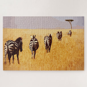 Puzzle Safari Serene - Zebras dans les Prairies d'or