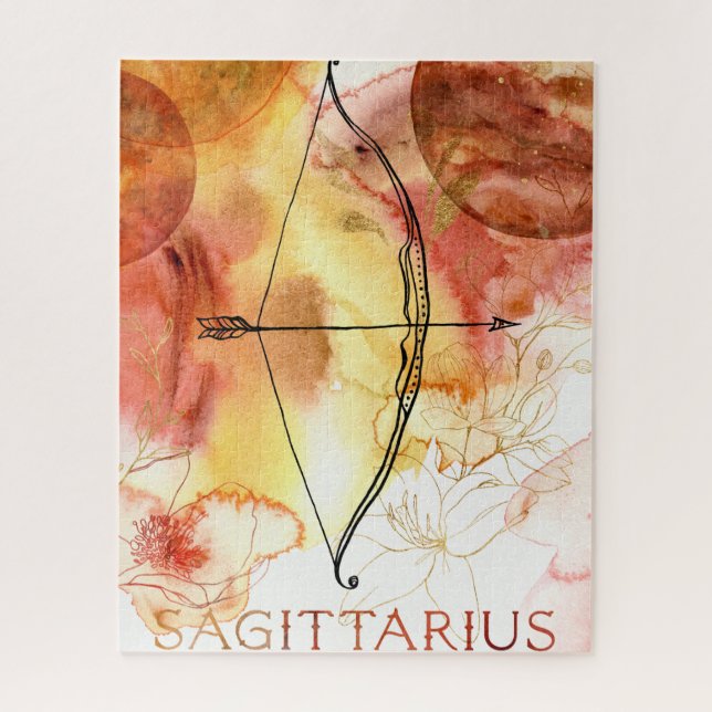 Puzzle Sagittarius archer rouge oranger or planètes zodia (Vertical)