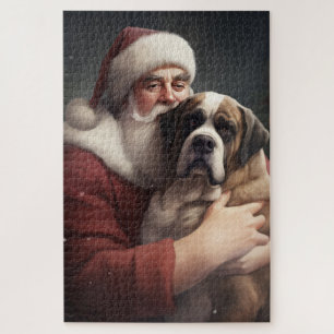 Puzzle Saint Bernard avec le Père Noël Festif Noël