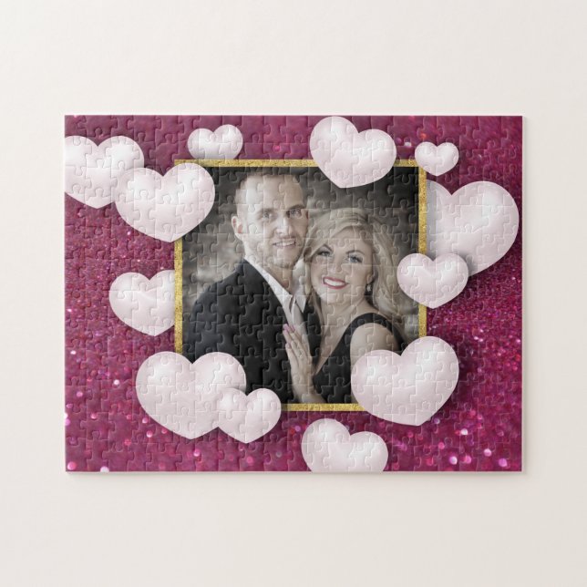 Puzzle Saint Valentin Coeurs blancs Bourgogne Photo (Horizontal)