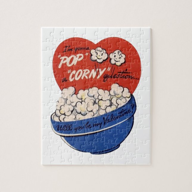 Puzzle Saint-Valentin Rétro, Popcorn Pose une Question Id (Vertical)