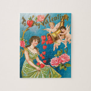 Puzzle Saint-Valentin victorien vintage Anges & Cœurs