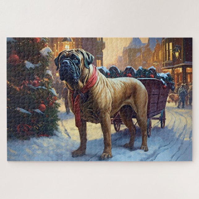 Puzzle Saison de Noël de Bullmastiff (Horizontal)