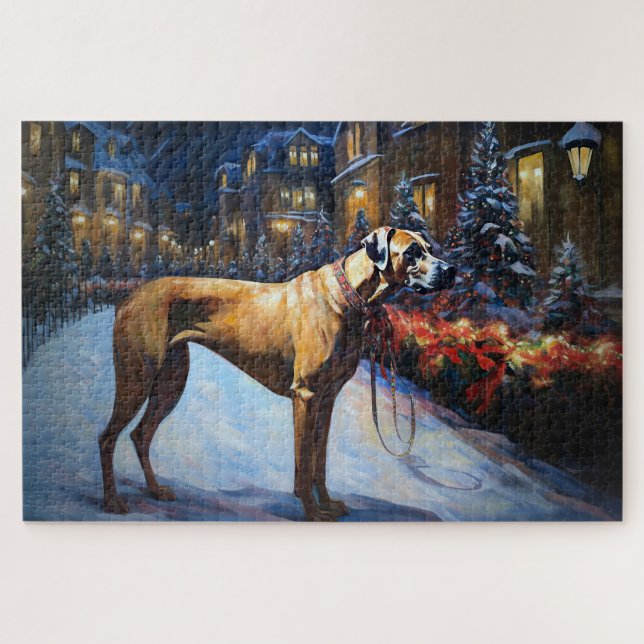 Puzzle Saison de Noël de Rhodesian Ridgeback (Horizontal)