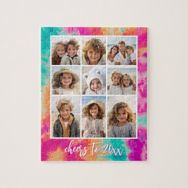 Puzzle Salutations au Nouvel An Cravate-Dye Turquoise les (Vertical)