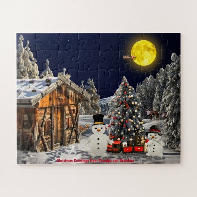 Puzzle Salutations de Noël de grand-père et grand-mère (Horizontal)