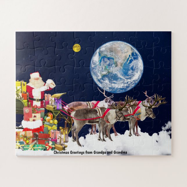 Puzzle Salutations de Noël de grand-père et grand-mère (Horizontal)
