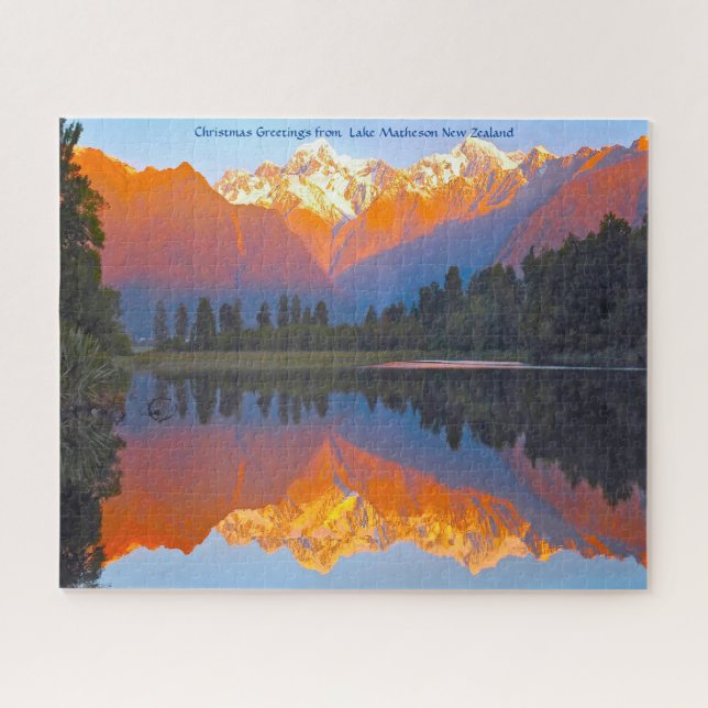 Puzzle Salutations de Noël du lac Matheson Nouvelle-Zélan (Horizontal)