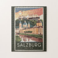 Salzbourg Autriche Illustration Voyage Art Vintage