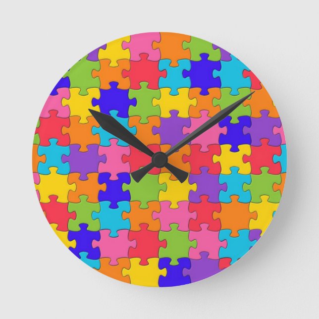 Puzzle-Sammlung Runde Wanduhr (Vorderseite)