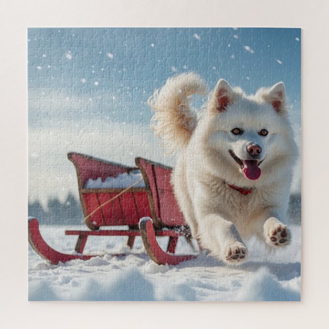Puzzle Samoyed Festive Noël (Vertical)