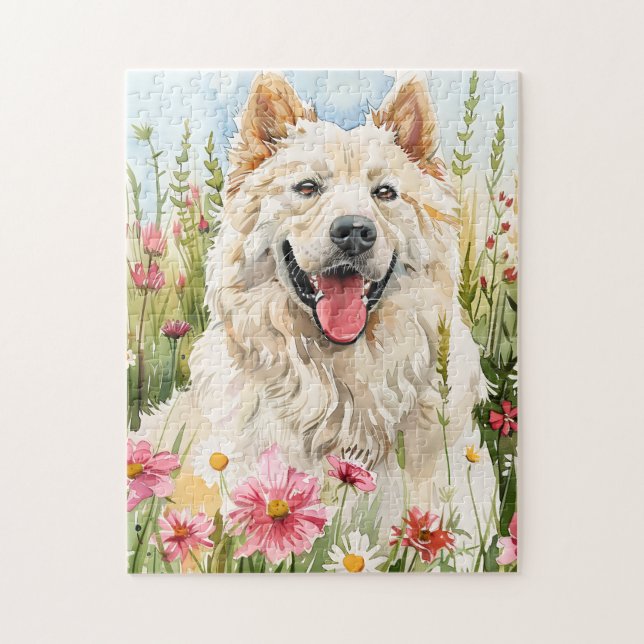 Puzzle – Samoyed Watercolor Jigsaw for Dog Fans (Vertikal)