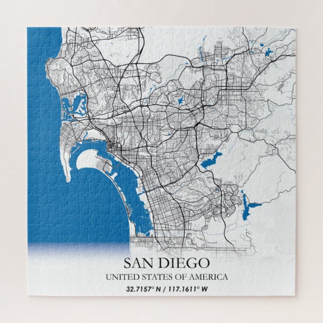 Puzzle San Diego California USA Travel City Carte (Vertical)