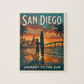 Puzzle San Diego Californie Coucher de Soleil Surf Voyage