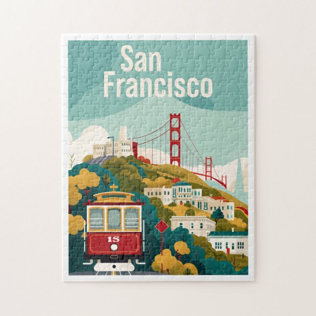 Puzzle San Francisco Californie - Téléphérique Rouge (Vertical)