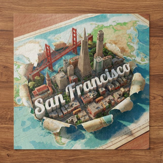 Puzzle San Francisco Landmarks Golden Gate Bridge 3D Art (Créateur téléchargé)