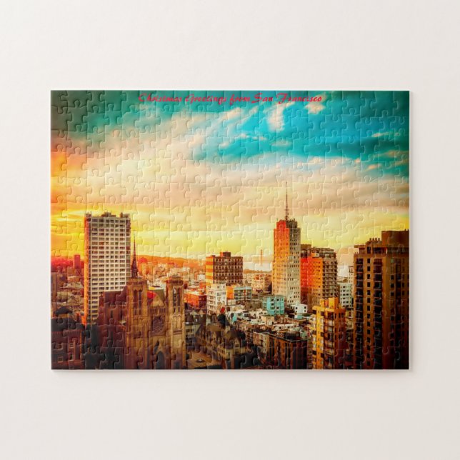 Puzzle San Francisco Skyline. voeux de Noël (Horizontal)
