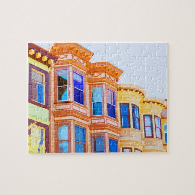 Puzzle San Francisco Victorian Houses Carte postale Voyag (Horizontal)