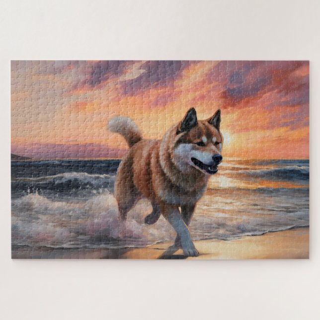 Puzzle Sandy Paws Akita Chien sur le coucher du soleil de (Horizontal)