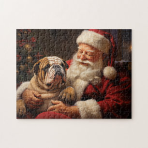 Puzzle Santa Claus avec Bulldog anglais