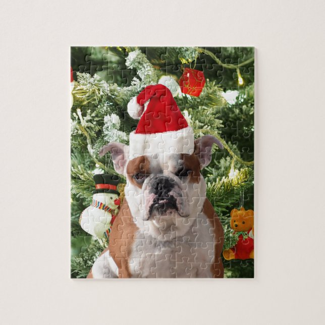 Puzzle Santa Hat Bulldog Christmas Tree Snowman boîte cad (Vertical)