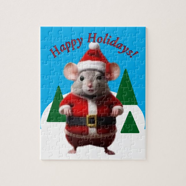 Puzzle - Santa Mouse im Winter (Vertikal)