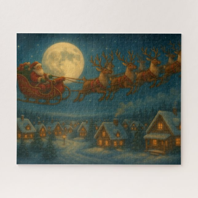 Puzzle Santa’s Sleigh Flight – Moonlit Christmas Eve  Jig (Horizontal)