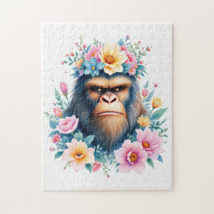 Puzzle Sasquatch portant une couronne de fleurs