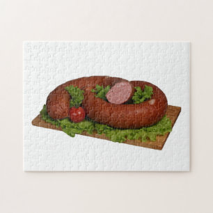 Puzzle Saucisse sur le plateau.