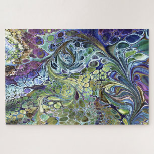 Puzzle Sauge vert olive, bleu violet bordeaux abstrait