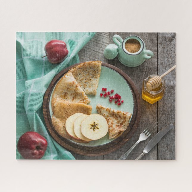Puzzle Savoureux Petit Déjeuner Rustique Crêpes Pommes Mi (Horizontal)