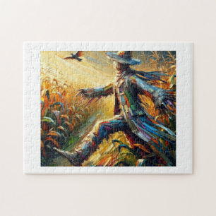 Puzzle Scarecrow in Field of Corn,