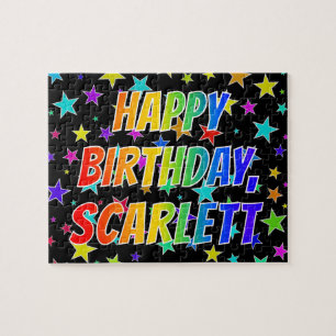 Puzzle "SCARLETT" Prénom, amusant "HEUREUX ANNIVERSAIRE"