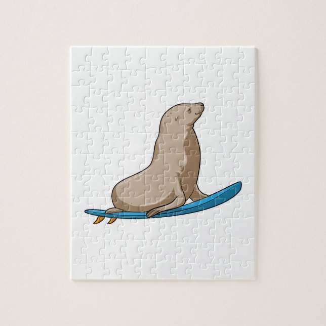 Puzzle Sceau comme surfeur avec Surfboard (Vertical)
