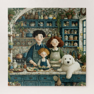 Puzzle Scène de cuisine rustique et cosy avec chien