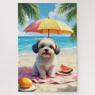 Puzzle Scène de détente de la plage avec un Havanais