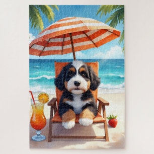 Puzzle Scène de détente de la plage de Bernedoodle