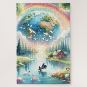 Puzzle Scène de fantasy Terre Arc-en-ciel fantaisiste