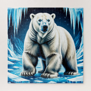 Puzzle Scène de faune de la grotte de glace arctique de l