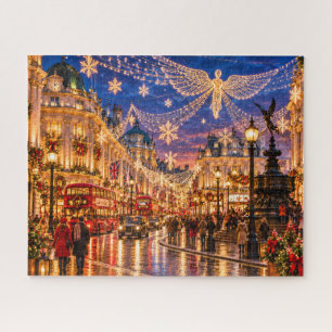 Puzzle Scène de fêtes de Noël à Londres avec illumination