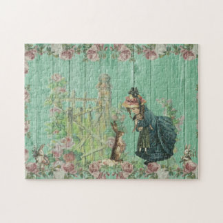 Puzzle Scène de lapin de Pâques vintage peint