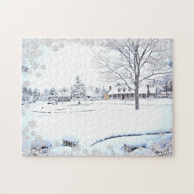 Puzzle Scène de l'hivernage des fermes de neige (Horizontal)