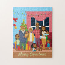 Scène de Noël de la famille noire avec grands-pare