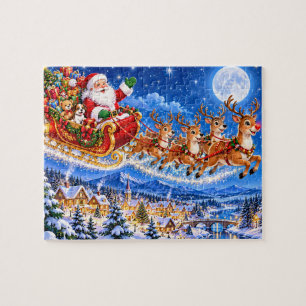 Puzzle Scène de Noël du traîneau du Père Noël