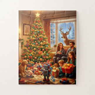 Puzzle Scène de Noël en famille le matin