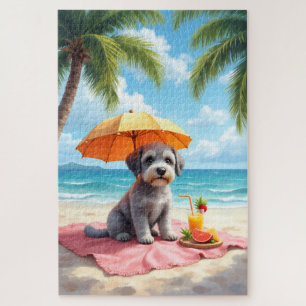 Puzzle Scène de plage au Lagotto Romagnolo