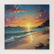 Scène de plage Sérénité au coucher du soleil