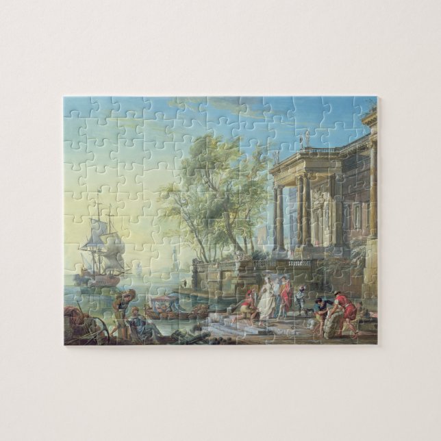 Puzzle Scène de port avec le coucher de soleil (huile sur (Horizontal)