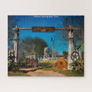 Puzzle Scène de ranch texan. Vœux de Noël