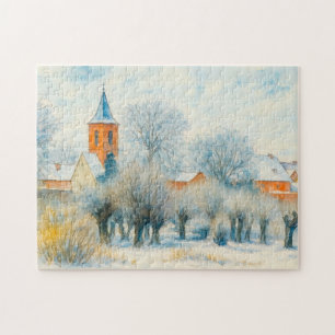 Puzzle Scène de village hivernal aquarelle havelland